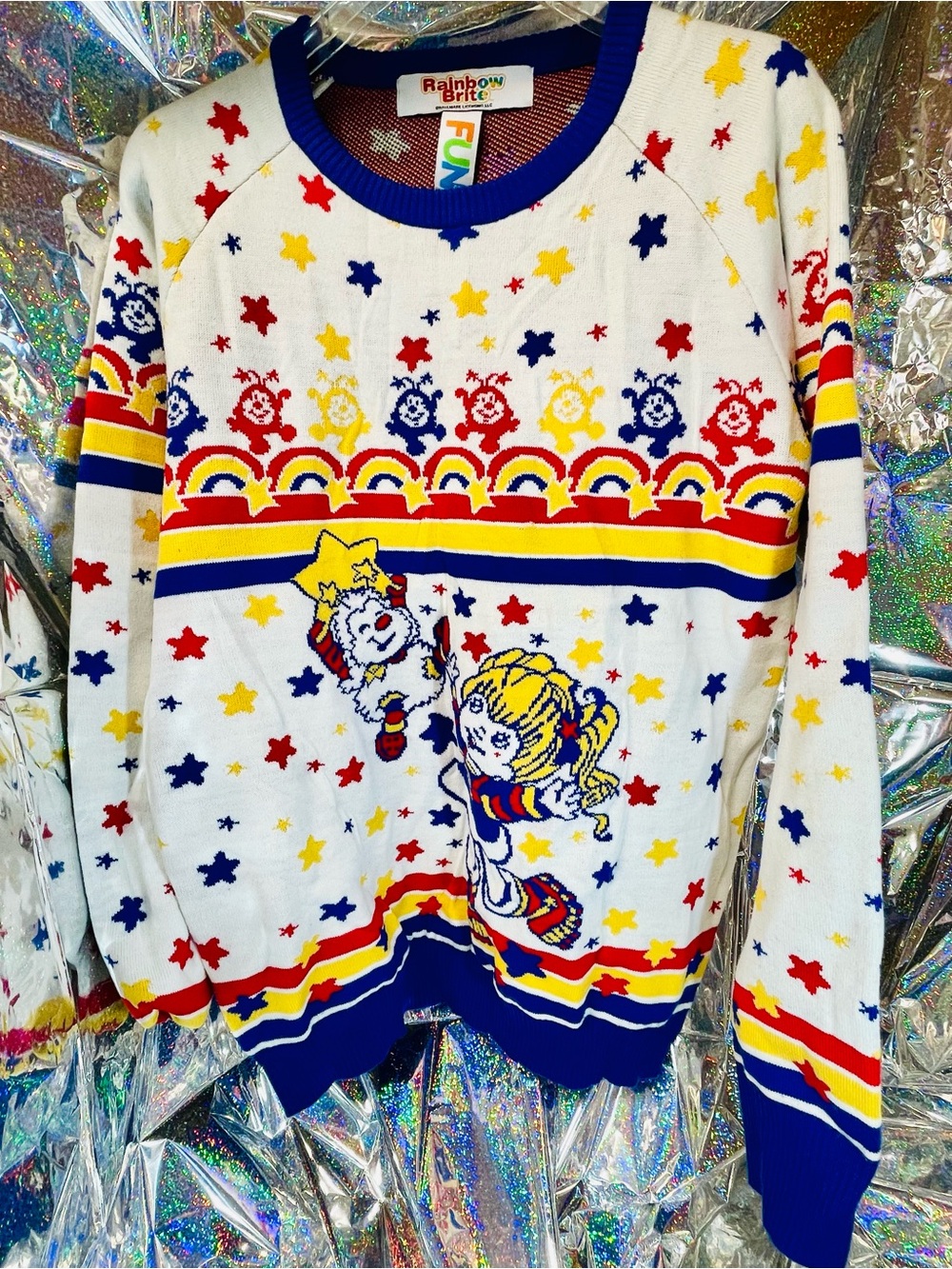 Retro Rainbow Brite Adult Ugly Christmas Sweater